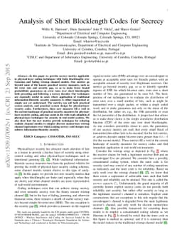 Analysis of Short Blocklength Codes for Secrecy