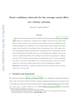 Exact confidence intervals for the average causal effect on a binary
  outcome