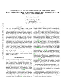 Noise-Robust ASR for the third 'CHiME' Challenge Exploiting
  Time-Frequency Masking based Multi-Channel Speech Enhancement and Recurrent
  Neural Network
