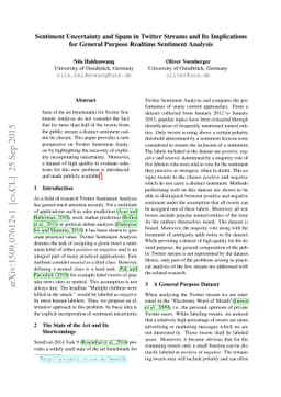 Sentiment Uncertainty and Spam in Twitter Streams and Its Implications
  for General Purpose Realtime Sentiment Analysis