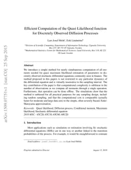 Efficient Computation of the Quasi Likelihood function for Discretely
  Observed Diffusion Processes