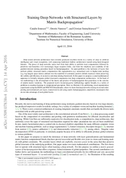 Training Deep Networks with Structured Layers by Matrix Backpropagation