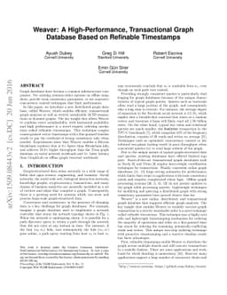 Weaver: A High-Performance, Transactional Graph Database Based on
  Refinable Timestamps