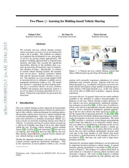 Two Phase $Q-$learning for Bidding-based Vehicle Sharing