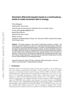 Stochastic differential equation based on a multimodal potential to
  model movement data in ecology