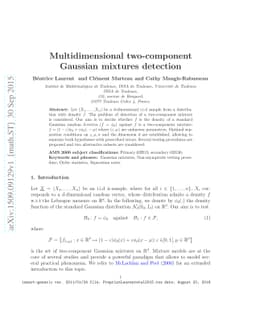 Multidimensional two-component Gaussian mixtures detection