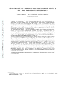 Pattern Formation Problem for Synchronous Mobile Robots in the Three
  Dimensional Euclidean Space
