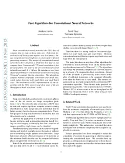Fast Algorithms for Convolutional Neural Networks