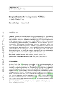 Bregman Iteration for Correspondence Problems: A Study of Optical Flow