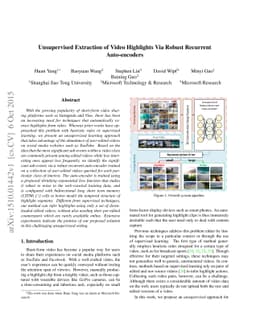 Unsupervised Extraction of Video Highlights Via Robust Recurrent
  Auto-encoders
