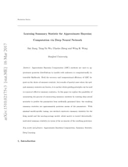 Learning Summary Statistic for Approximate Bayesian Computation via Deep
  Neural Network