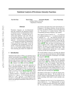 Statistical Analysis of Persistence Intensity Functions