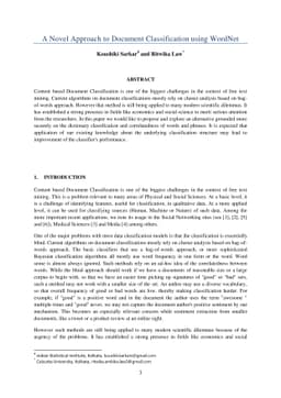 A Novel Approach to Document Classification using WordNet