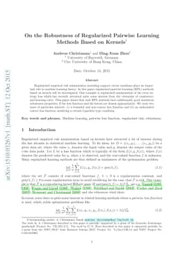 On the Robustness of Regularized Pairwise Learning Methods Based on
  Kernels