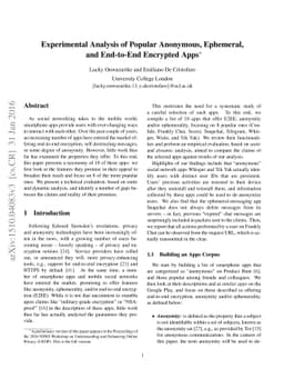 Experimental Analysis of Popular Smartphone Apps Offering Anonymity,
  Ephemerality, and End-to-End Encryption
