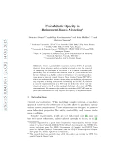 Probabilistic Opacity in Refinement-Based Modeling