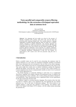 Noisy-parallel and comparable corpora filtering methodology for the
  extraction of bi-lingual equivalent data at sentence level