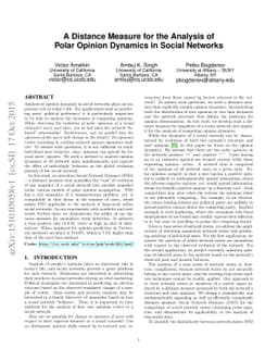 A Distance Measure for the Analysis of Polar Opinion Dynamics in Social
  Networks