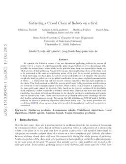 Gathering a Closed Chain of Robots on a Grid
