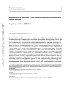 Regularization vs. Relaxation: A conic optimization perspective of
  statistical variable selection