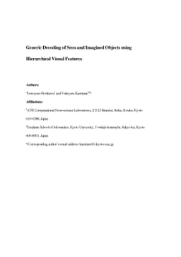 Generic decoding of seen and imagined objects using hierarchical visual
  features