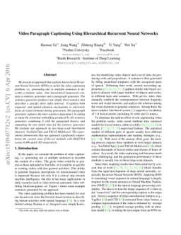 Video Paragraph Captioning Using Hierarchical Recurrent Neural Networks