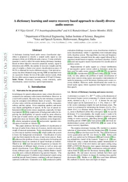 A dictionary learning and source recovery based approach to classify
  diverse audio sources