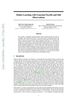 Online Learning with Gaussian Payoffs and Side Observations