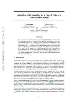 Attention with Intention for a Neural Network Conversation Model