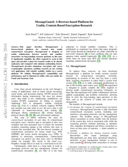 MessageGuard: A Browser-based Platform for Usable, Content-Based
  Encryption Research