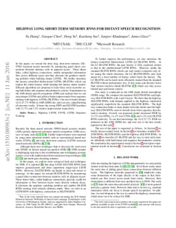 Highway Long Short-Term Memory RNNs for Distant Speech Recognition