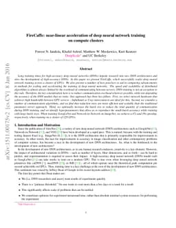 FireCaffe: near-linear acceleration of deep neural network training on
  compute clusters