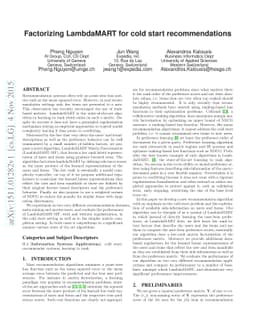 Factorizing LambdaMART for cold start recommendations