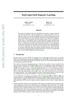 Semi-supervised Sequence Learning