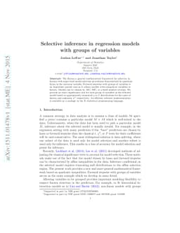 Selective inference in regression models with groups of variables