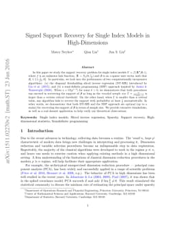 Signed Support Recovery for Single Index Models in High-Dimensions