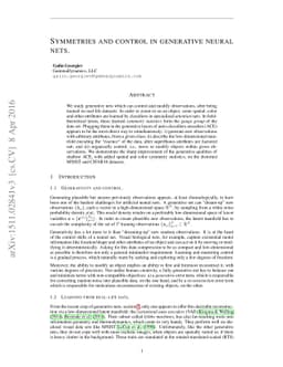 Symmetries and control in generative neural nets