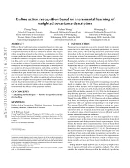 Online Action Recognition based on Incremental Learning of Weighted
  Covariance Descriptors
