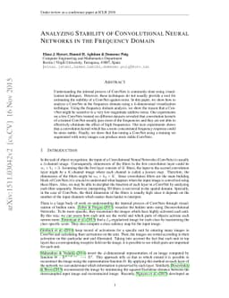 Analyzing Stability of Convolutional Neural Networks in the Frequency
  Domain