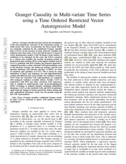 Granger Causality in Multi-variate Time Series using a Time Ordered
  Restricted Vector Autoregressive Model