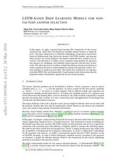 LSTM-based Deep Learning Models for Non-factoid Answer Selection