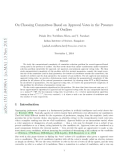 On Choosing Committees Based on Approval Votes in the Presence of
  Outliers