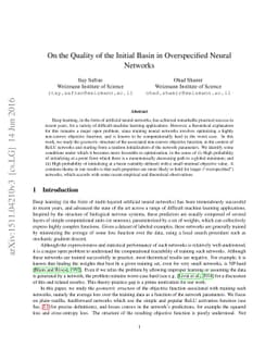 On the Quality of the Initial Basin in Overspecified Neural Networks