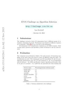 ICON Challenge on Algorithm Selection