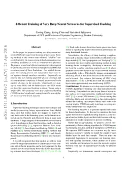 Efficient Training of Very Deep Neural Networks for Supervised Hashing