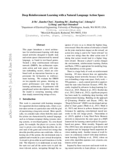 Deep Reinforcement Learning with a Natural Language Action Space