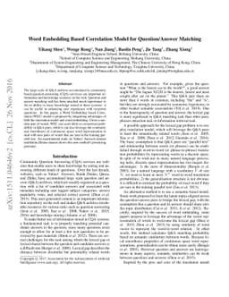 Word Embedding based Correlation Model for Question/Answer Matching