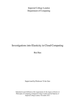 Investigations into Elasticity in Cloud Computing