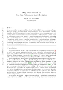 Deep Neural Network for Real-Time Autonomous Indoor Navigation