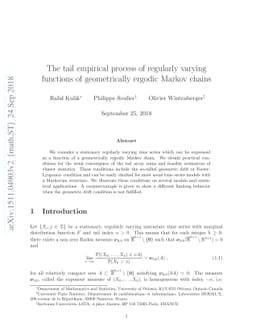 The tail empirical process of regularly varying functions of
  geometrically ergodic Markov chains